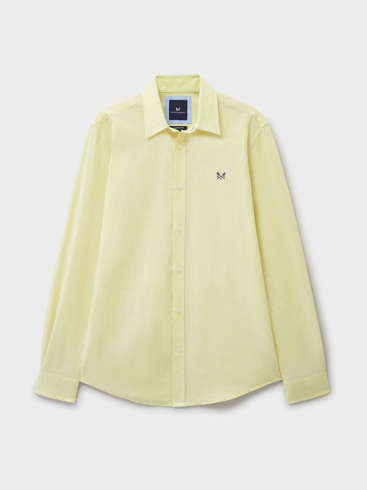 Crew Clothing Company Yellow Long Sleeve Linen Shirt - Image 5 of 5