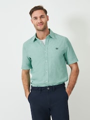 Crew Clothing Company Green Short Sleeve Linen Shirt - Image 1 of 5