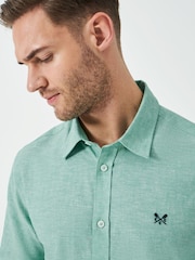 Crew Clothing Company Green Short Sleeve Linen Shirt - Image 3 of 5