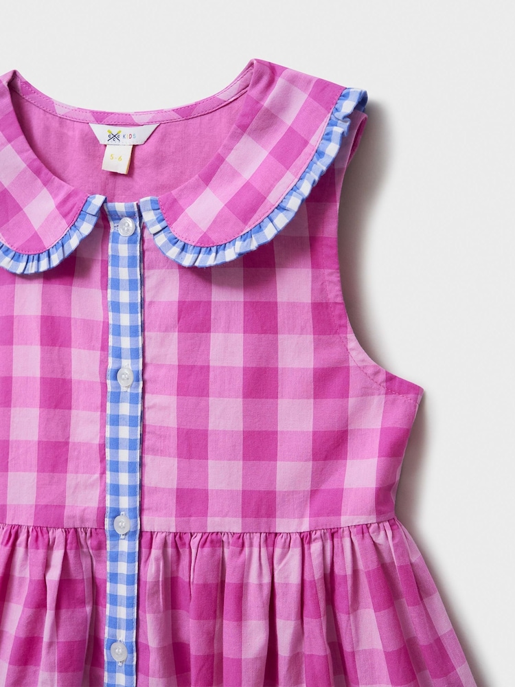 Pink - Crew Clothing Company Printed 100% Cotton Sleeveless Dress - Image 3 of 3