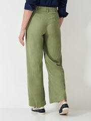Crew Clothing Company Green Linen Blend Wide Leg Trousers - Image 3 of 5