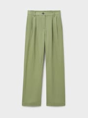 Crew Clothing Company Green Linen Blend Wide Leg Trousers - Image 5 of 5