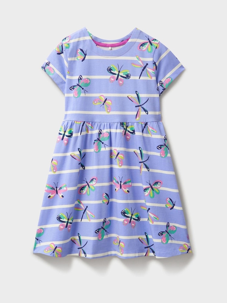 Crew Clothing Company Blue Jersey Printed Dress - Image 1 of 3