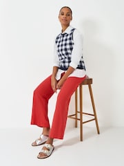 Crew Clothing Company Red Linen Blend Wide Leg Trousers - Image 1 of 5