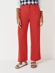 Crew Clothing Company Red Linen Blend Wide Leg Trousers - Image 2 of 5