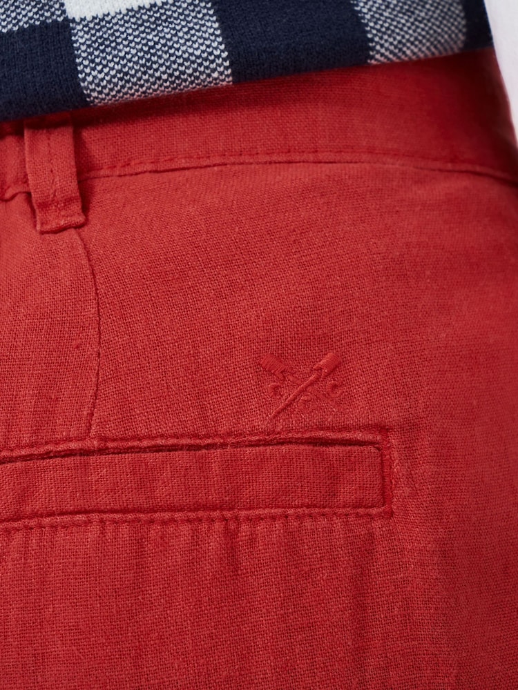Crew Clothing Company Red Linen Blend Wide Leg Trousers - Image 4 of 5
