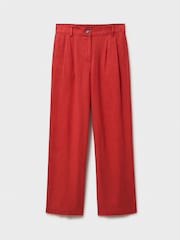 Crew Clothing Company Red Linen Blend Wide Leg Trousers - Image 5 of 5
