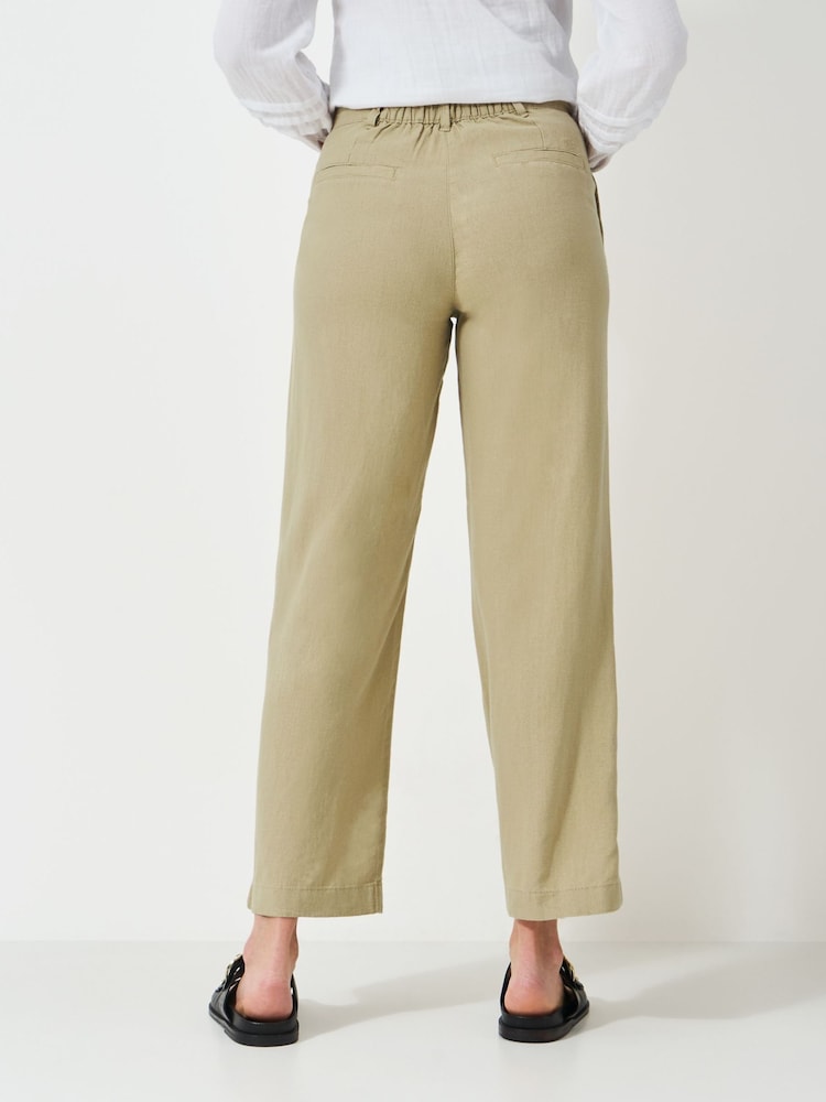 Crew Clothing Company Natural Linen Blend Wide Leg Trousers - Image 3 of 5