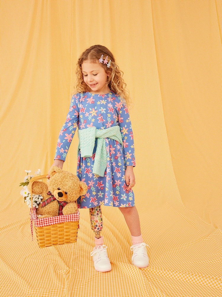 Crew Clothing Company Blue Classic Long Sleeve Jersey Dress - Image 1 of 1
