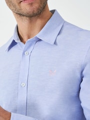 Crew Clothing Company Light Blue Long Sleeve Linen Shirt - Image 4 of 5