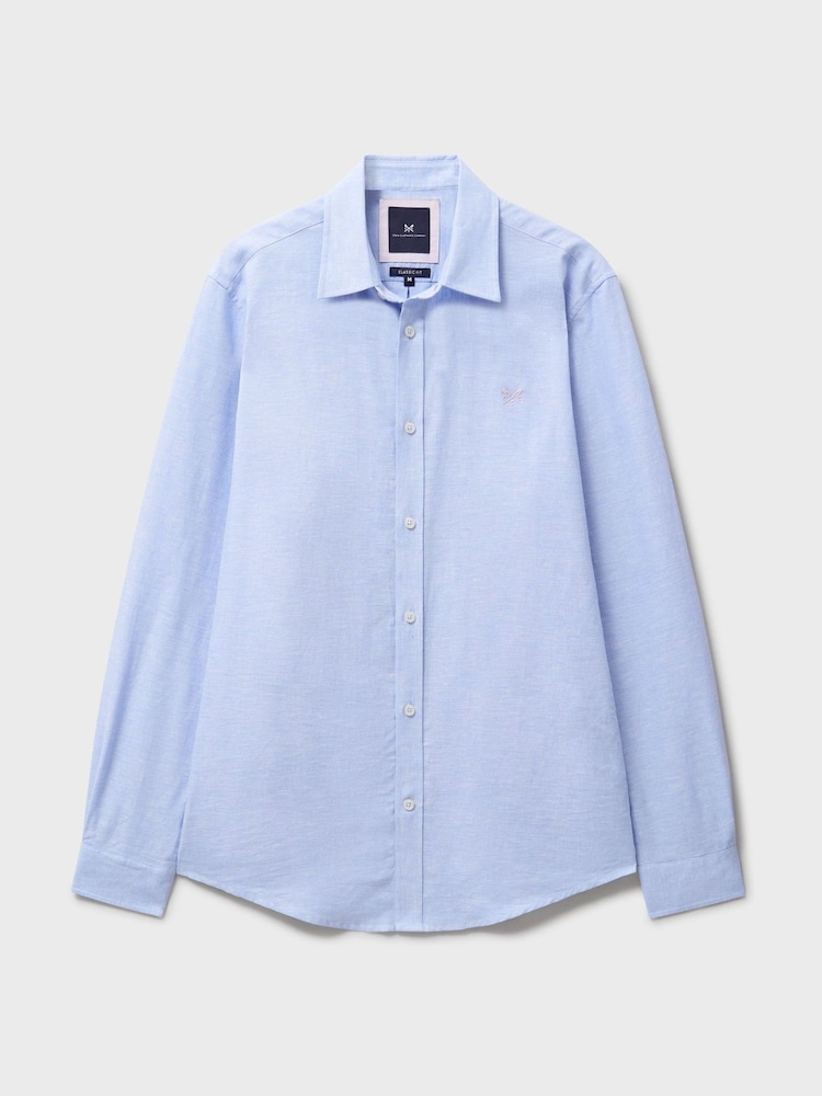 Crew Clothing Company Light Blue Long Sleeve Linen Shirt - Image 5 of 5
