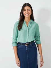 Crew Clothing Company Blue Linen Blend Shirt - Image 1 of 5
