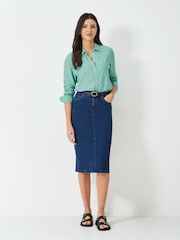 Crew Clothing Company Blue Linen Blend Shirt - Image 3 of 5