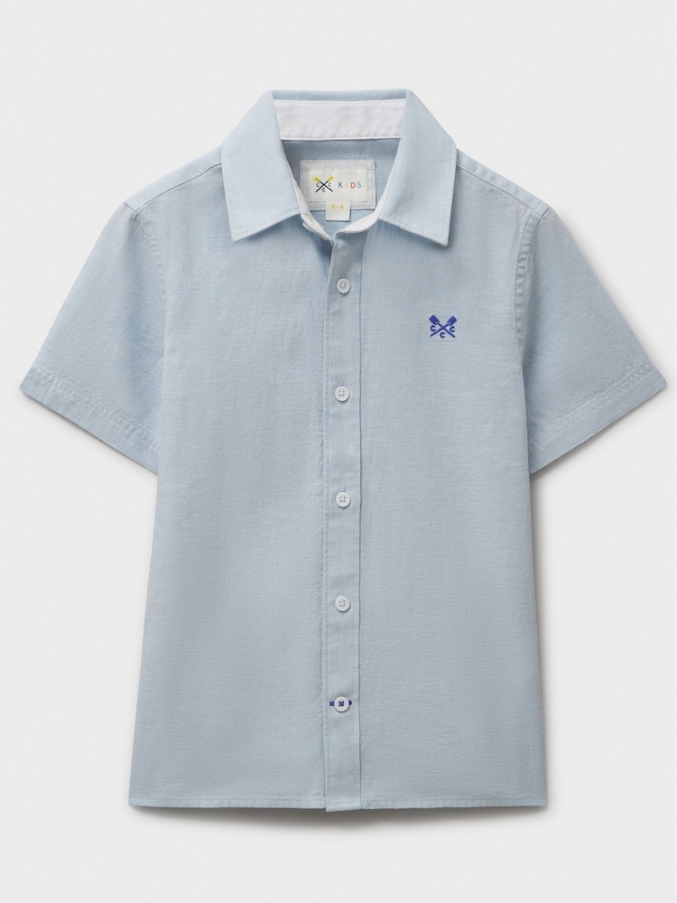 Crew Clothing Company Blue Cotton Linen Shirt - Image 1 of 3