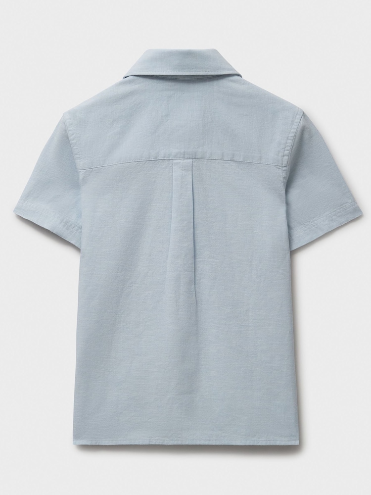 Crew Clothing Company Blue Cotton Linen Shirt - Image 2 of 3