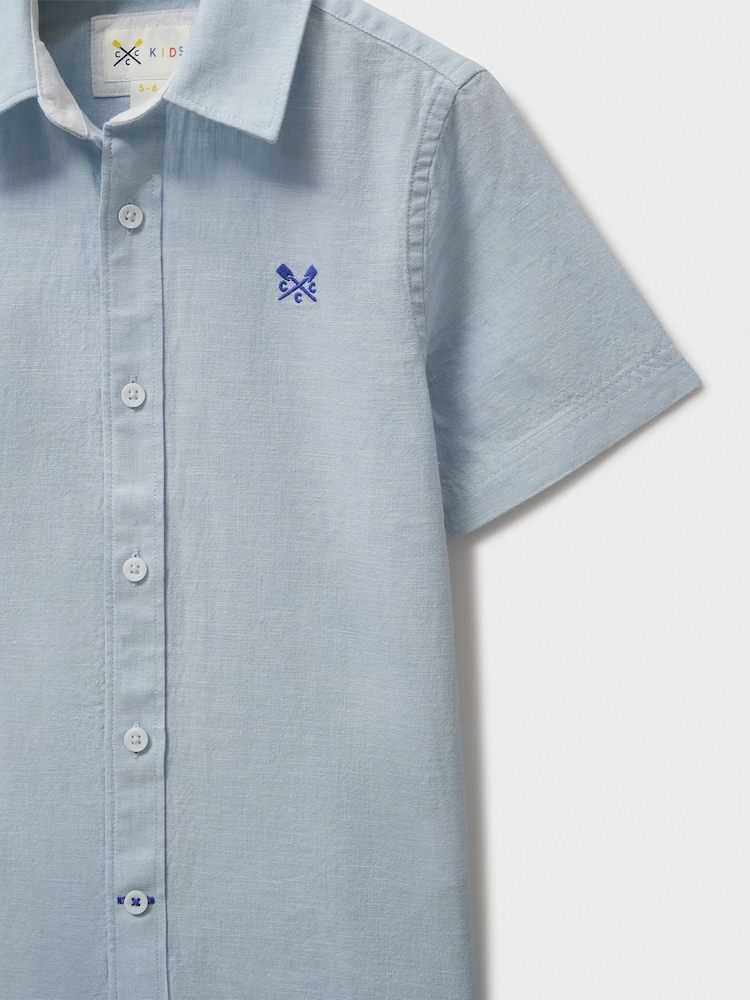 Crew Clothing Company Blue Cotton Linen Shirt - Image 3 of 3