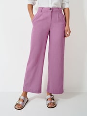 Crew Clothing Company Pink Linen Blend Wide Leg Trousers - Image 2 of 5