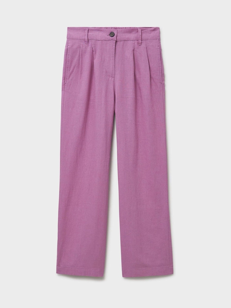 Crew Clothing Company Pink Linen Blend Wide Leg Trousers - Image 5 of 5