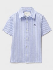 Crew Clothing Company Dark Blue Cotton Linen Shirt - Image 1 of 3
