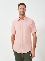 Crew Clothing Company Pink Short Sleeve Linen Shirt - Image 1 of 5