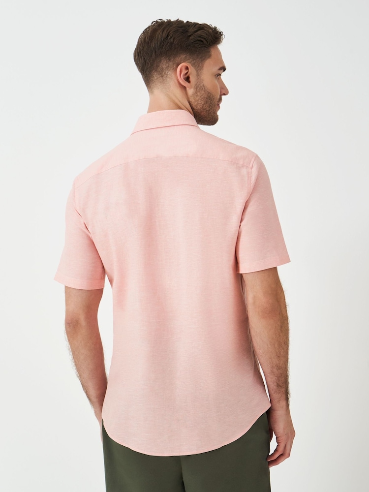 Crew Clothing Company Pink Short Sleeve Linen Shirt - Image 2 of 5