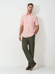Crew Clothing Company Pink Short Sleeve Linen Shirt - Image 3 of 5