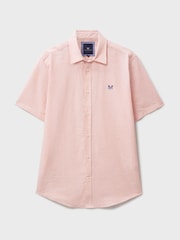 Crew Clothing Company Pink Short Sleeve Linen Shirt - Image 5 of 5
