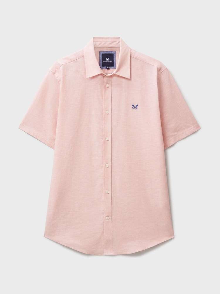 Crew Clothing Company Pink Short Sleeve Linen Shirt - Image 5 of 5