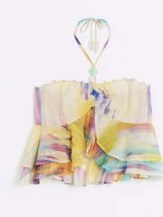 River Island Purple Blurred Beaded Halter Top - Image 5 of 6