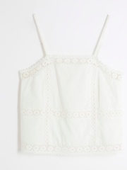 River Island White Lace 100% Cotton Cami - Image 4 of 5