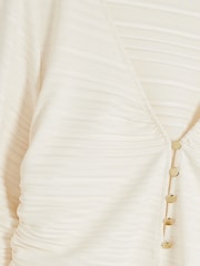 River Island Cream Banana Sleeve Plisse Top - Image 5 of 5