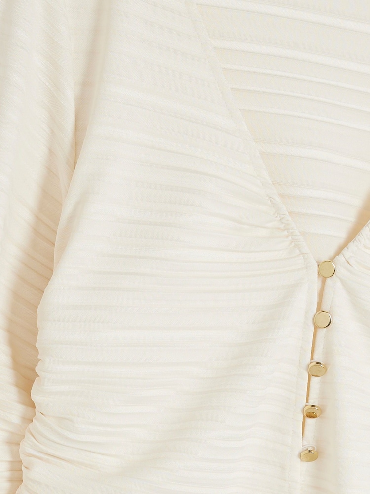 River Island Cream Banana Sleeve Plisse Top - Image 5 of 5 River Island Cream Banana Sleeve Plisse Top - Image 5 of 5