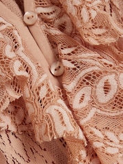 River Island Pink Lace Ruffle Top - Image 4 of 5