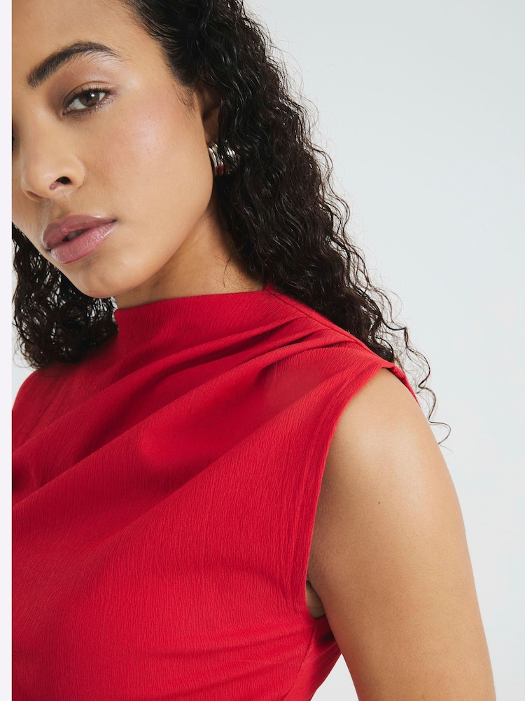 River Island Red Drape High Neck Top - Image 3 of 5