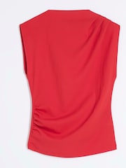 River Island Red Drape High Neck Top - Image 4 of 5