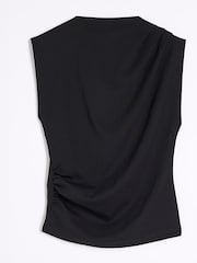 River Island Black Drape High Neck Top - Image 4 of 5