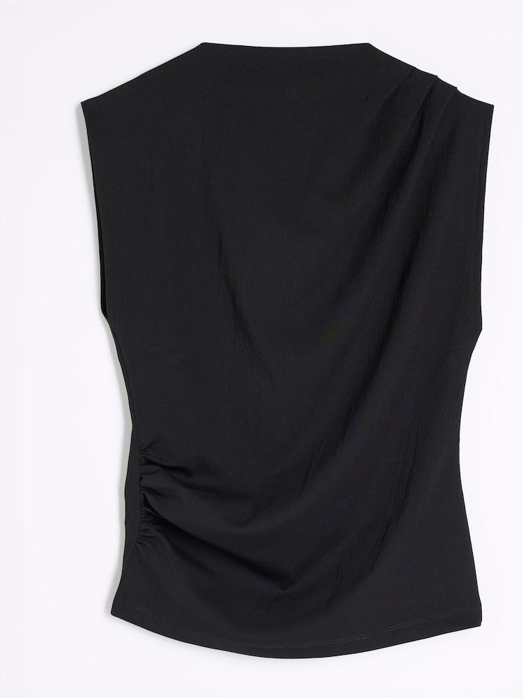 River Island Black Drape High Neck Top - Image 4 of 5