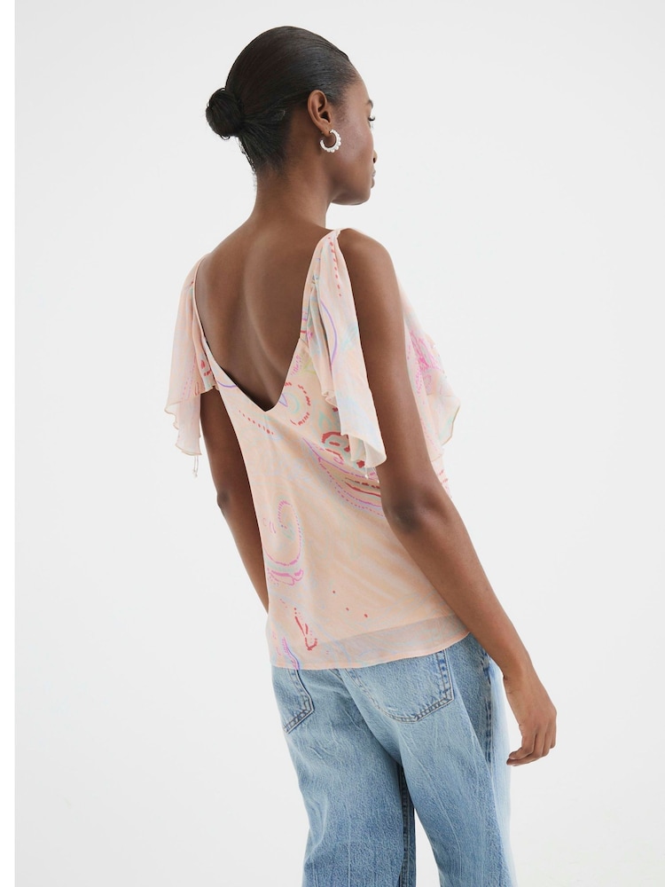 River Island Pink Ruffle Embellished Printed Cami - Image 2 of 5