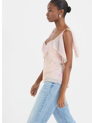 River Island Pink Ruffle Embellished Printed Cami - Image 3 of 5