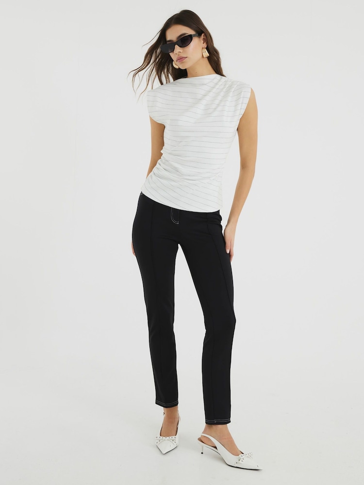 River Island Cream Drape High Neck Top - Image 1 of 5