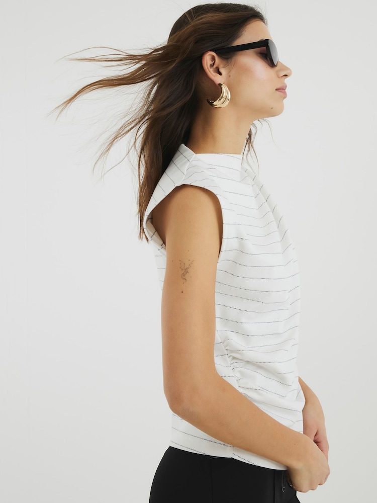 River Island Cream Drape High Neck Top - Image 2 of 5