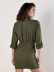 Apricot Green Twill Fitted Shirt Dress - Image 4 of 5