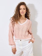 Apricot Pink Cricket Cable Cropped Jumper - Image 1 of 4