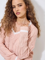 Apricot Pink Cricket Cable Cropped Jumper - Image 2 of 4