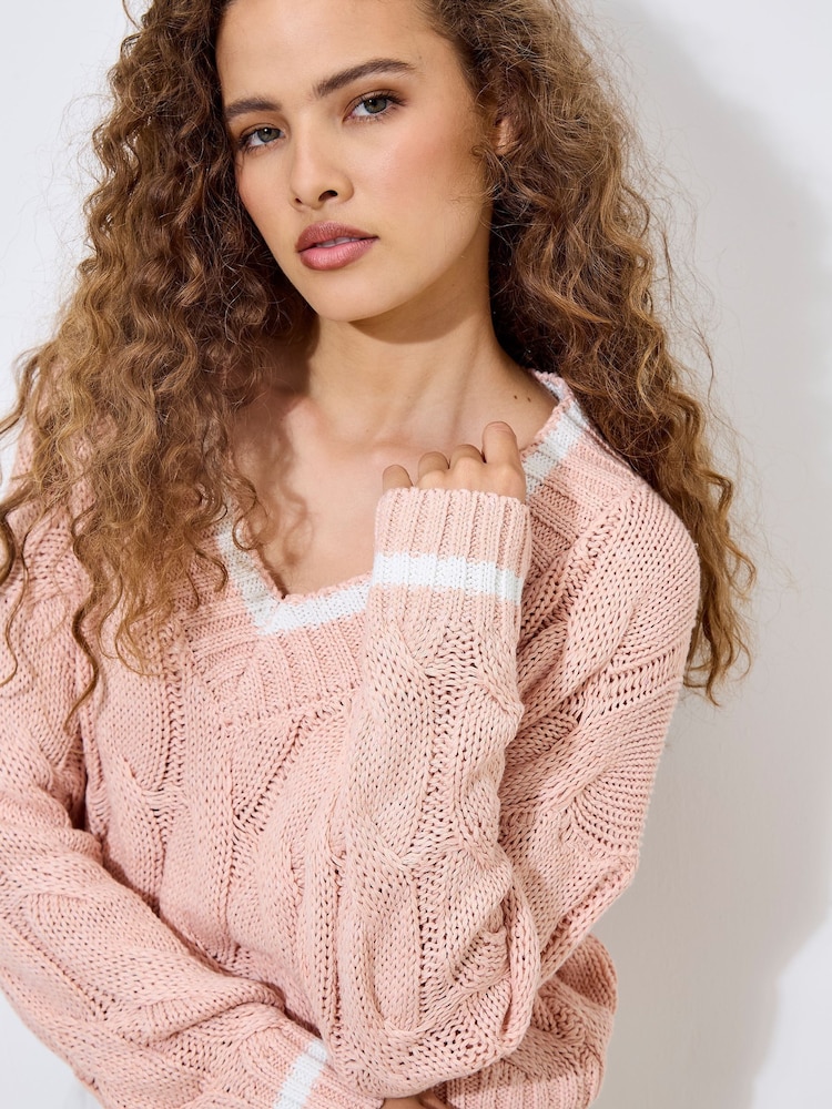 Apricot Pink Cricket Cable Cropped Jumper - Image 2 of 4