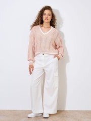 Apricot Pink Cricket Cable Cropped Jumper - Image 4 of 4