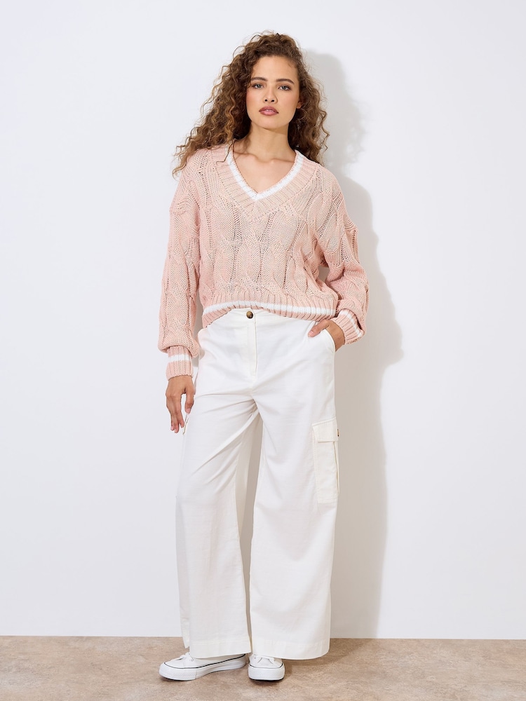 Apricot Pink Cricket Cable Cropped Jumper - Image 4 of 4