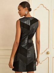 Love & Roses Black Croc Mix Faux Suede and Faux Leather Mini Dress - Image 4 of 4