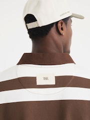 River Island Brown Stripe Open Hem Rugby 100% Cotton Hoodie - Image 5 of 9