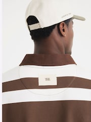 River Island Brown Stripe Open Hem Rugby 100% Cotton Hoodie - Image 7 of 9